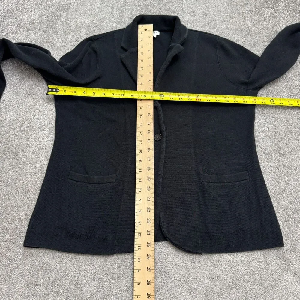 J.Crew Schoolboy Cardigan Sweater Blazer Jacket Womens Large Black Knit Cotton